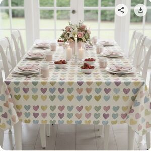 Huntington Home Vinyl Tablecloth Hearts 52x70 Oblong Water Resistant PVC-Free